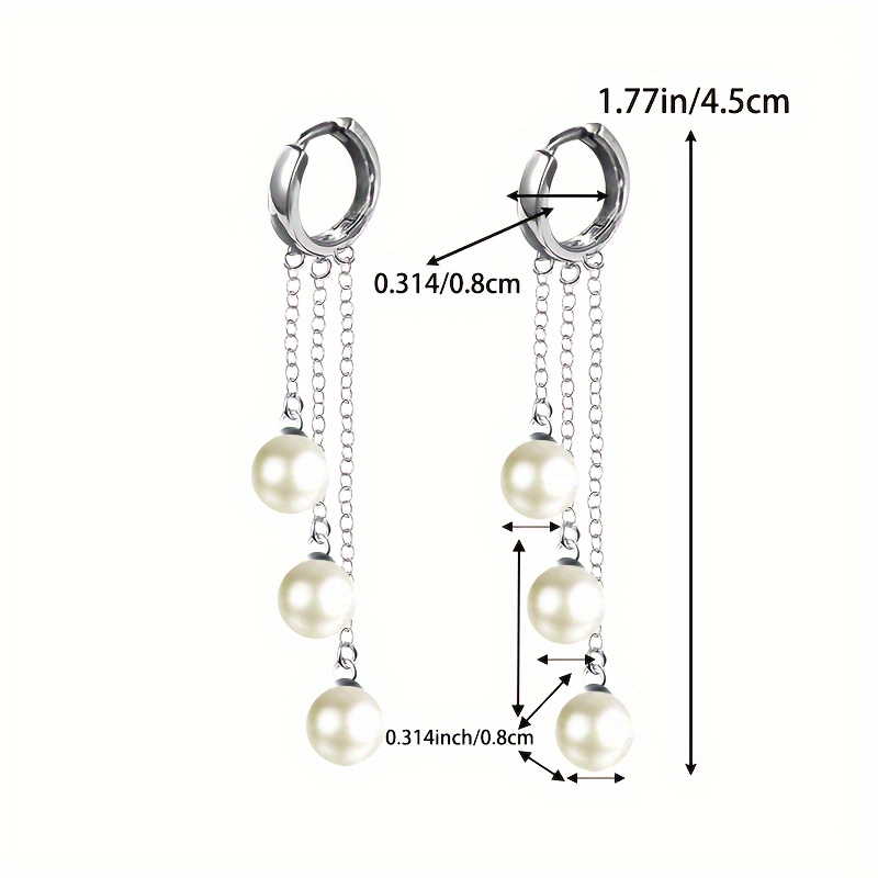 Stylish Drop Earrings with Tassel Lines and Shell Pearl Inlays